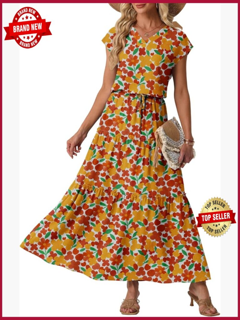 2 Piece Skirt Sets for Women Flowy Maxi Skirt Cap Sleeve Top Matching Set
